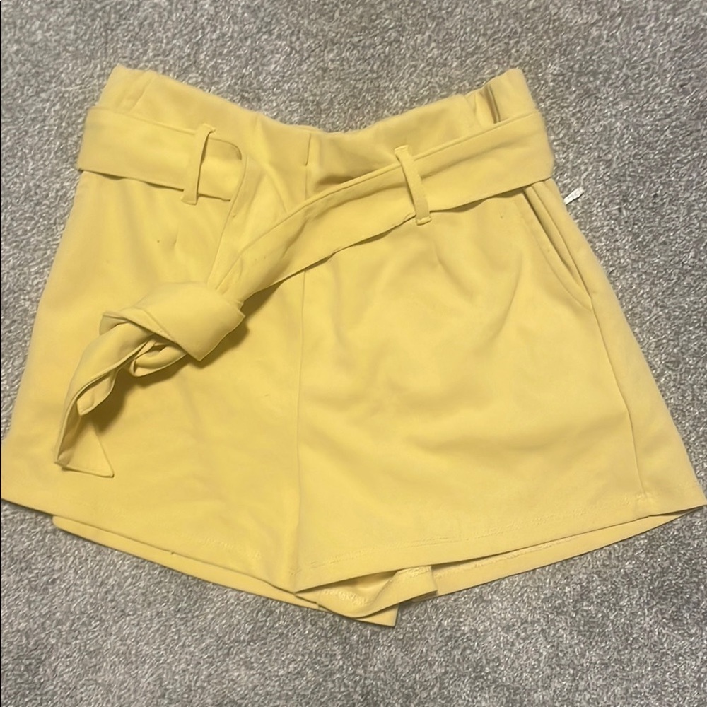 Forever 21 Yellow High Waist Tailored Shorts